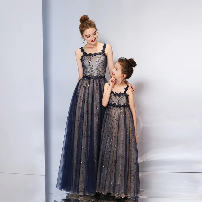 

Spring and Summer New Parent-Child Matching Outfit Evening Dress Starry Princess Wedding Tulle Skirt Mother & Daughter Dress