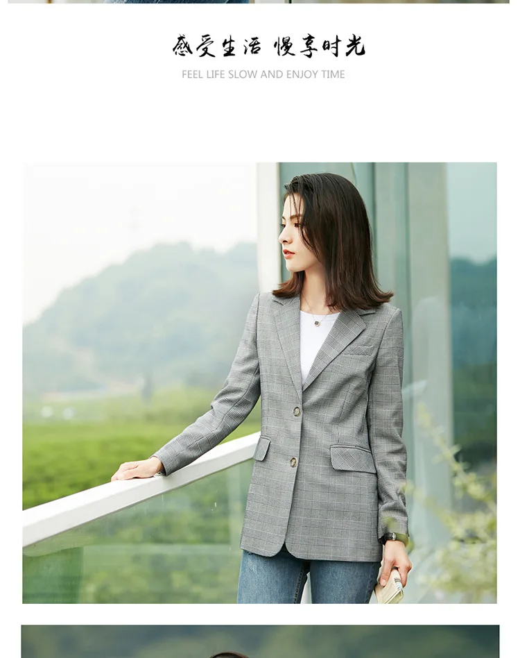 Костюмы для маленьких пальто Для женщин ; сезон весна-осень; Стиль Slim Fit универсальные в английскую клетку CHIC Онлайн пиджак знаменитости 9901