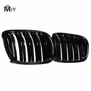 

One Pair Front Grilles Gloss Black Matte Front Double Line Grille Kidney Grill For BMW 5 Series E39 95-04 SR1G Car Styling