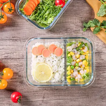 

Glass Preservation Lunch Box Microwave Oven Special Bowl Set Three Separate Refrigerator Storage Box Office Worker Student