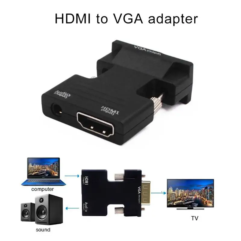 

Female HDMI to Male VGA Converter with Audio Adapter Support 1080P Signal Output for HDTV Monitor Projector Multimedia PC