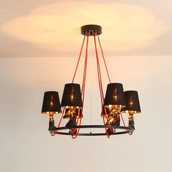 

Metal horse head Chandeliers modern Suspension Light living room resin light dining room Hanging lights Black Home Lighting