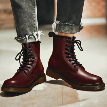 

.Men Shoes Doc Mens 1460 8-Eye Winter Boots Martins Man Leather Ankle Boot Fashion Cowboy Motorcycle Black Casual Men Boots