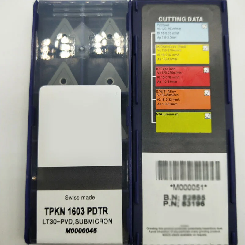 20 шт TPKN 1603 PDTR фрезерные Вставки Металлический Набор инструментов TPKN1603 PDTR LT30-PVD для обработки стали, качество стабильное