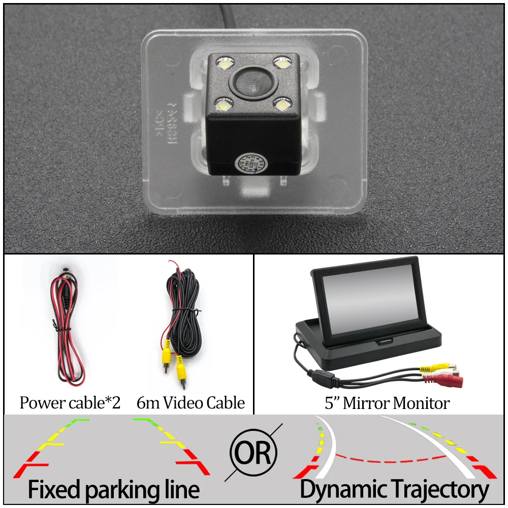 Фиксированная или динамическая траектория Автомобильная камера заднего вида для Kia Optima K5 2012 2013 Автомобильная обратная резервная принадлежности для парковки - Название цвета: 4LED N 5 in Foldable