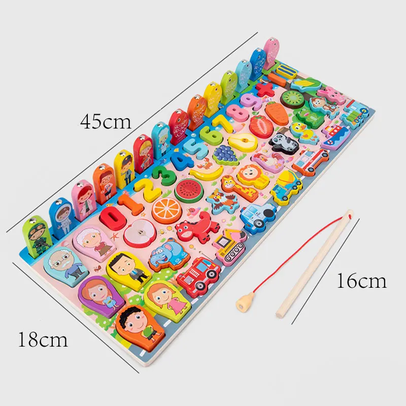 

Multifunction Children Learning Math Toy Montessori Educational Wooden Toys for kids Geometric Puzzle Toy Game Educational Toys