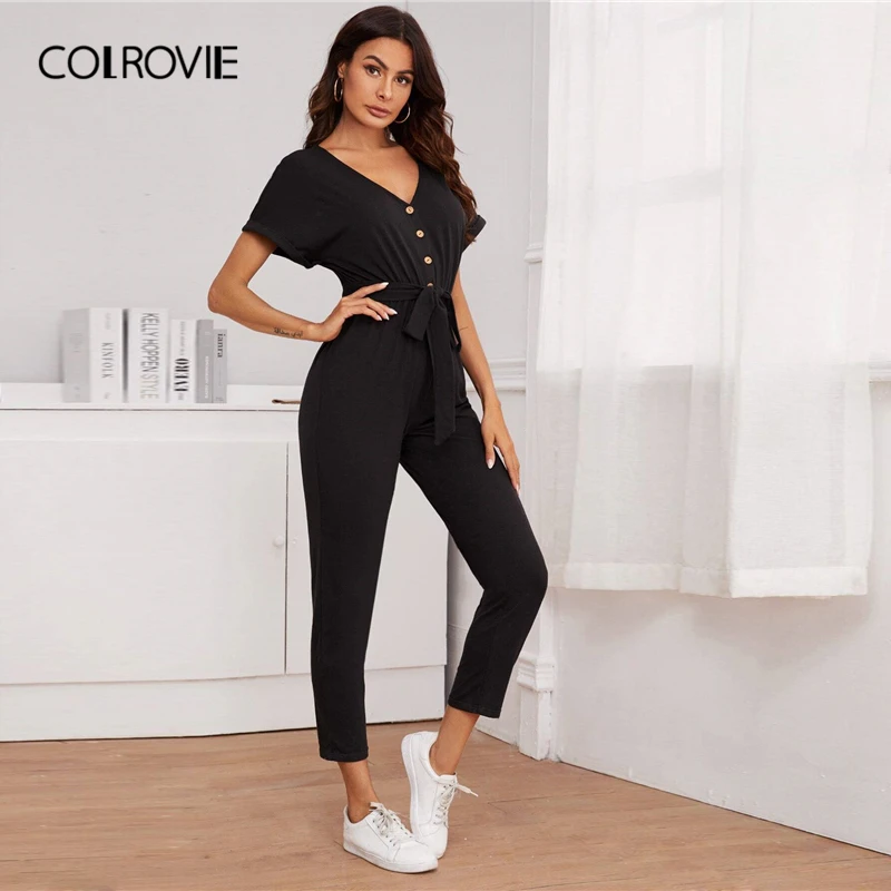 black buttoned jumpsuit