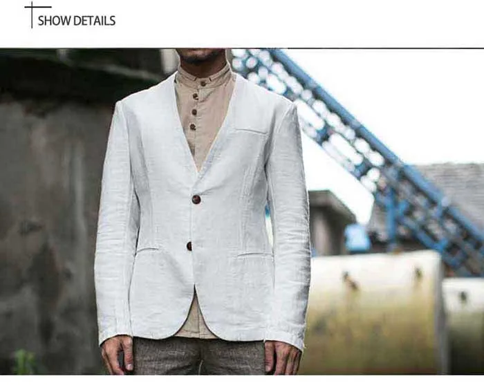 Демисезонный Мода хлопок белье Блейзер Для мужчин Повседневное льняной костюм куртка Slim Fit пальто кардиган мужской одежды