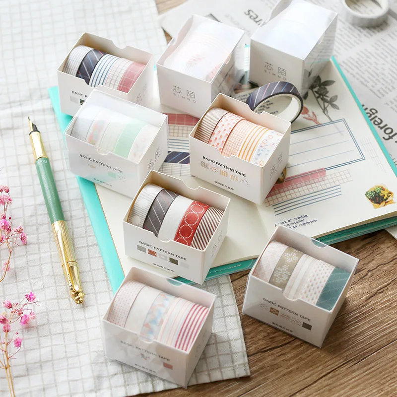 

And Paper Adhesive Tape Wick 5 Roll Basics Graphical Series Hand Account Practical Function Diy Decoration Pictures On Match Box