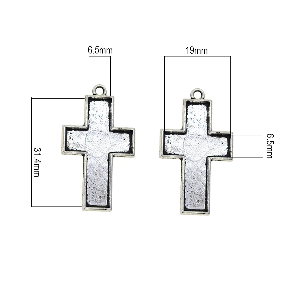 20 Pcs Antique Tibetan Style Alloy Cross Pendant Cabochon Bezel Settings Trays Cabochon Frame Setting Tray Pendant Blanks