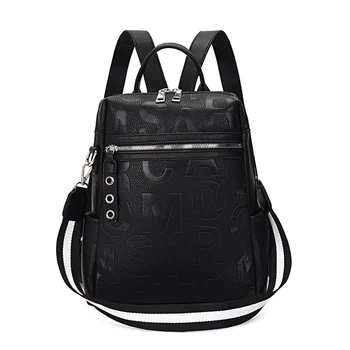 

Solid Letter Print Female Fashion Backpack Large Capacity High Quality Travel Back Pocket Bags for Women 2020