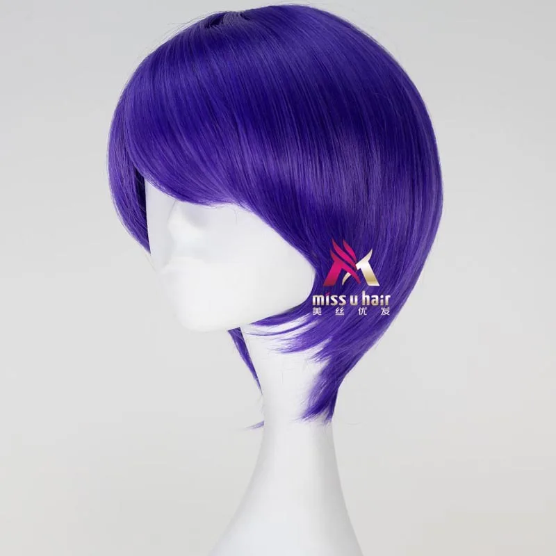 Tokyo Ghoul Shuu Tsukiyama Cosplay Wig Short Straight Purple Anime Cosplay Wig hair costumes +wig cap
