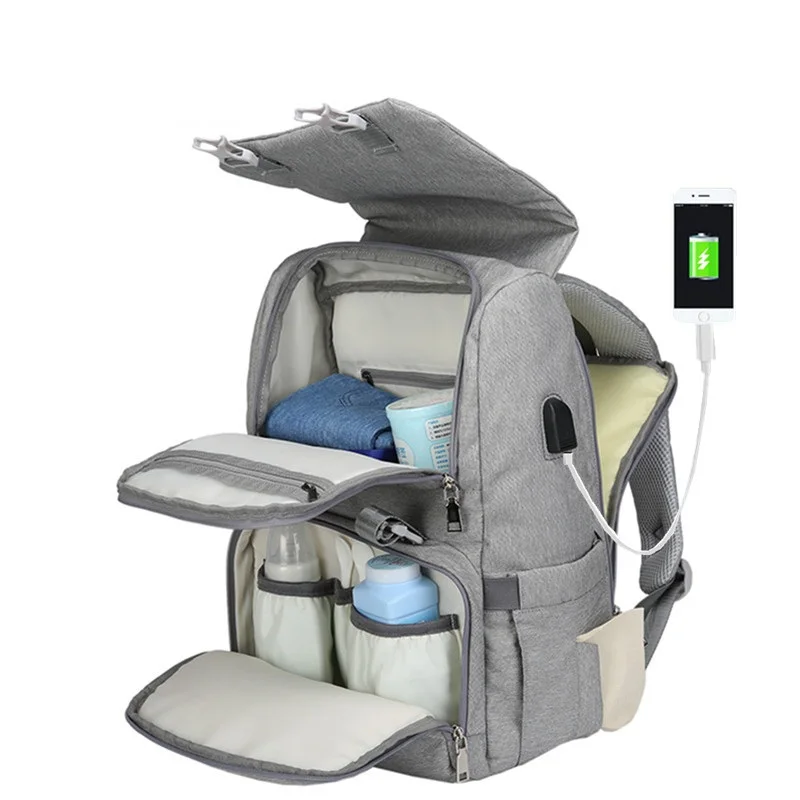 

USB Shoulder Mummy Bag Multifunction USB Large Capacity Diaper Bag Mom Bag