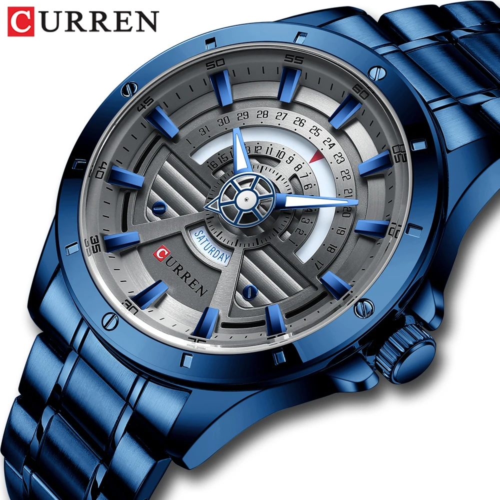 CURREN Stainless Steel Dress Quartz Watch For Men Watchs Formal Occasion Men`s Wrist Bussiness Latest Design Big Dial 8381 | Наручные