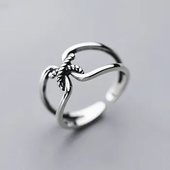 

Double Layer Twist Rope Thai Silver Rings Vintage X Shape Opening Ring For Women Jewelry 925 Sterling Silver S-R558