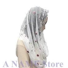 Женская круглая Цветочная фатиновая кружевная вуаль для церковной мантилии, винтажная Часовня вуаль для латинских танцев, черная слоновая кость, Velos Negra