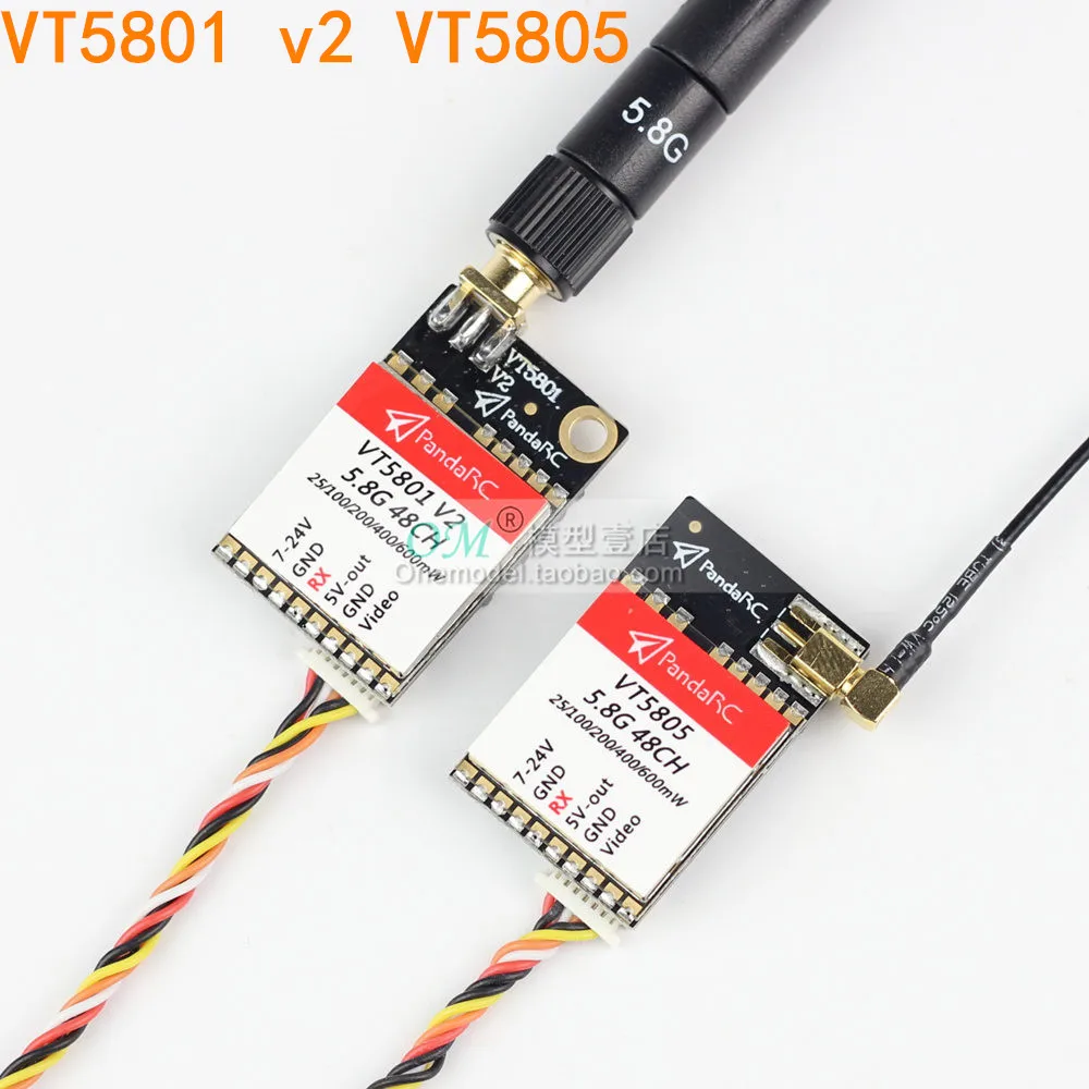 FPV видеопередатчик PandaRC VT5801 v2 переключаемый 5 8 ГГц 48 каналов 25/100/200/400/600 мВт OSD