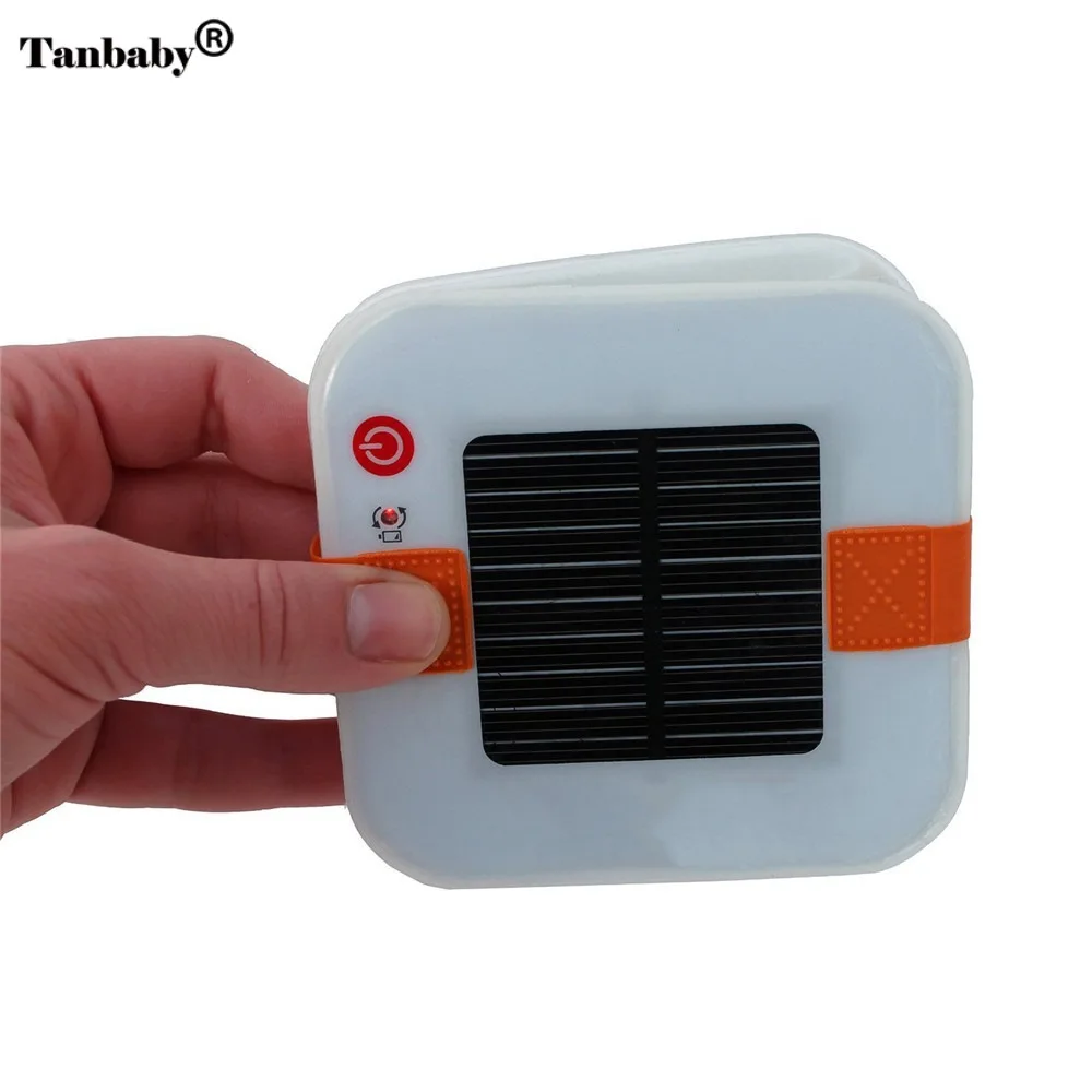 Tanbaby 1PC Waterproof Square Hang Foldable Inflatable Solar Light Led Lamp for Indoor/Outdoor Camping Travel Hiking Emergency