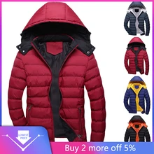 Низкая цена, распродажа, Мужская Повседневная зимняя однотонная теплая куртка на молнии с капюшоном и длинным рукавом, верхняя одежда, верхняя одежда, Прямая поставка, горячая распродажа