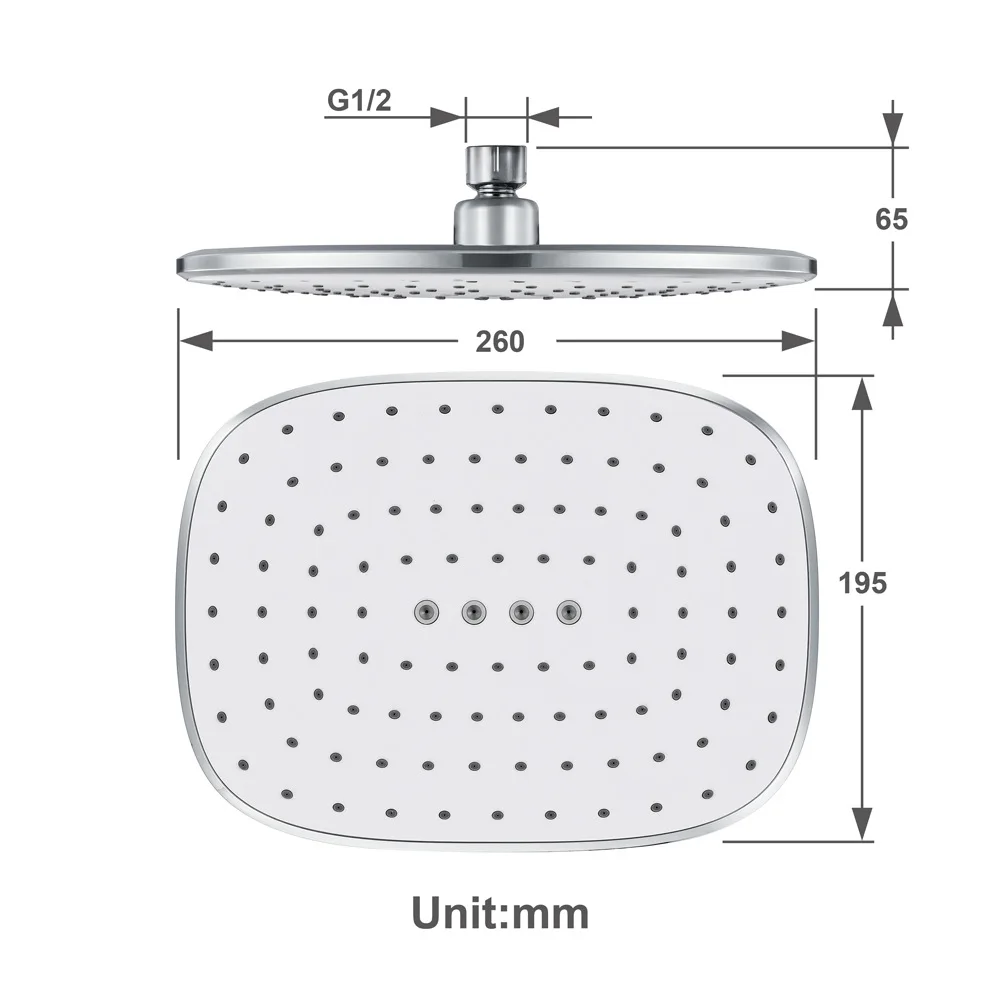 10 дюймов Массажная туманная душевая головка для ванной прямоугольная дождевая душевая кабина ABS пластик Водосберегающие насадки для душа хром