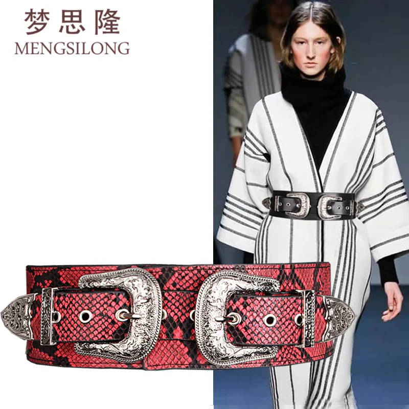 

fashion lady's nice Snake skin pattern wild belt With elastic dress Sweater Girdle width:7.5cm length :76cm