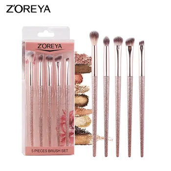 

5Pcs Eye Makeup Set Pink Portable Bright Powder Handle Makeup Brush