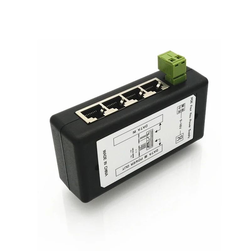 4 порт Poe Инжектор Poe адаптер питания ethernet блок питания Pin 4,5(+)/7,8(-) Входной Dc12V-Dc48V для ip-камеры
