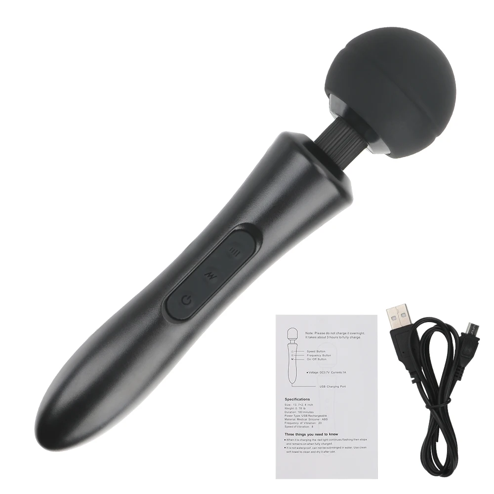 Potente vibratore a bacchetta magica, giocattoli sessuali per donne, enorme testa AV Rod, 20 frequenze, 8 velocità, massaggio corporeo, vibrato_voghion.com