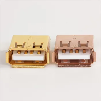 

USB2.0 A plug female socket thick gold / rose gold