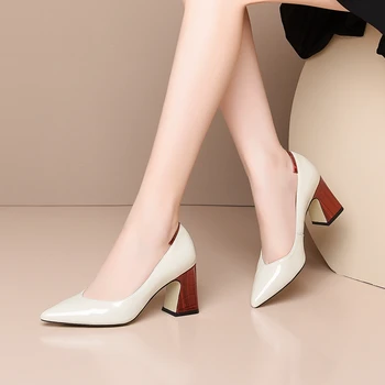 

Sarairis On Sale Elegant Large Size 43 Hoof High Heels Genuine Leather Ladies women's Shoes Skin Pumps