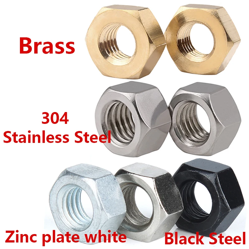 Brass 304 Stainless Steel Black Carbon Galvanized Hexagonal Nut Metric Zinc Plate White M1.2 M1.4M1.6 M2 M3 M5 M6~M36 | Обустройство