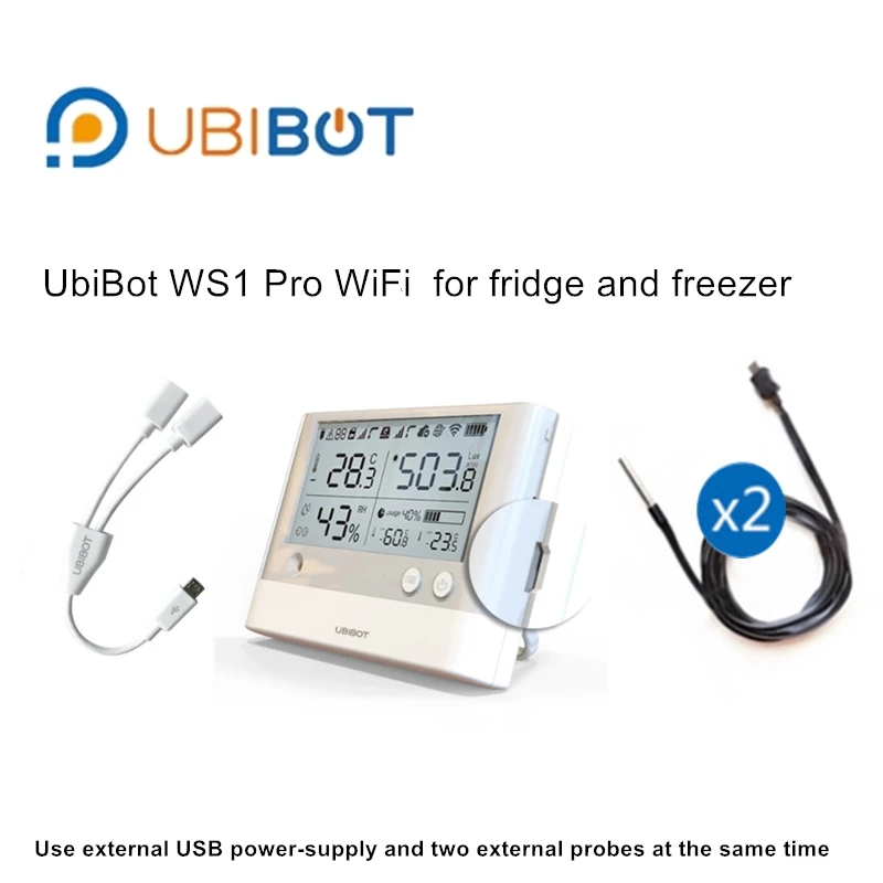 UbiBot WS1 Pro WiFi SIM комплект в холодное хранение холодильник и морозильник монитор температуры регистратор оповещения плоский кабель - Комплект: SIM USB Spiltter