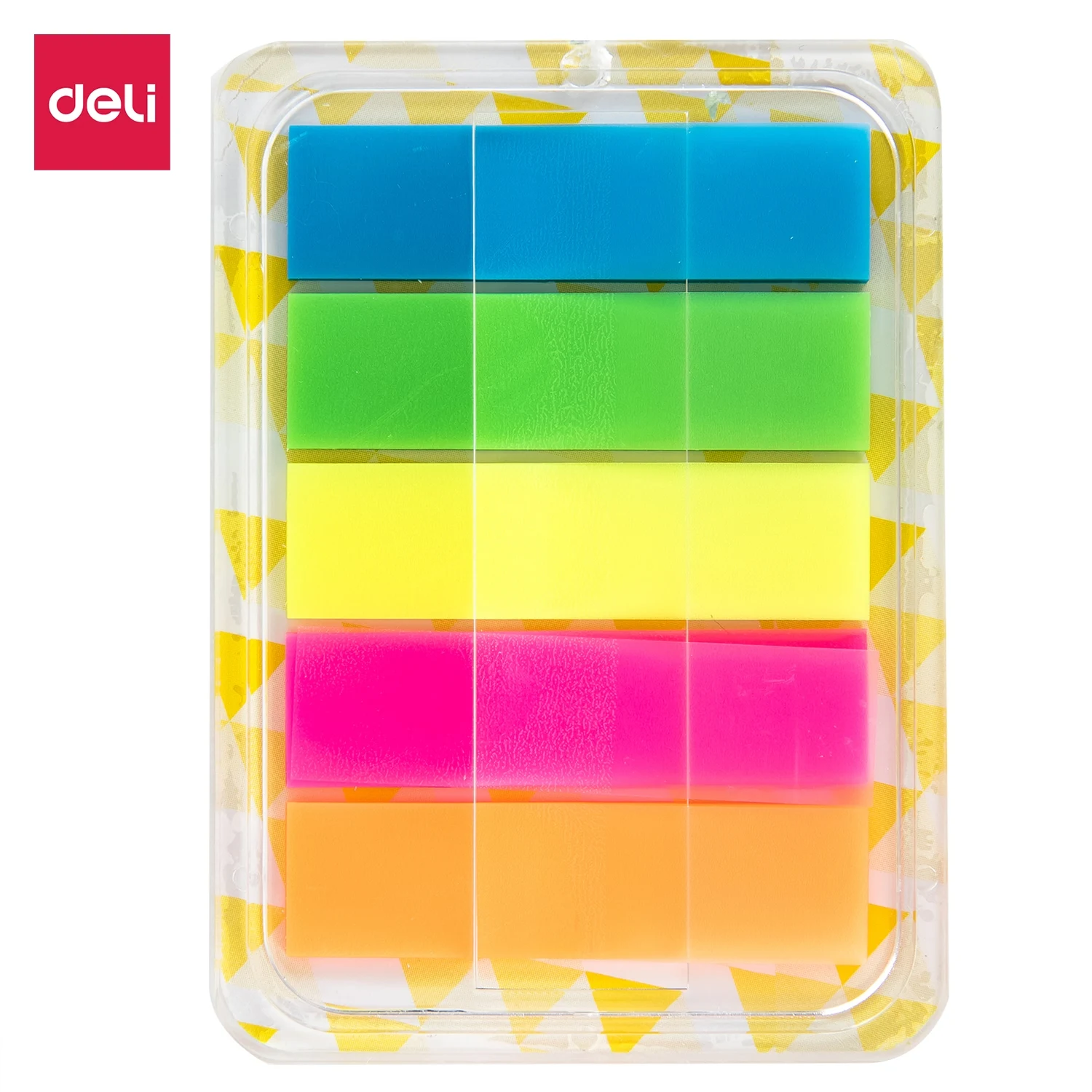 DELI-dispensador de etiquetas de plástico para planificador, divisor de 100 hojas por bolsa, suministros de oficina, notas adhesivas de papel