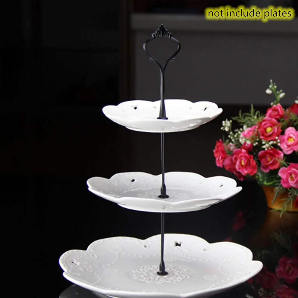 3 layers black Металлический держатель для торта, подставка для торта, 2 уровня, фурнитура, 3 уровня, корона, металлическая пластина для торта, подставка для торта, вечерние, золотые, для дома, кухни, Аксессуары для выпечки - Цвет: 3 layers black