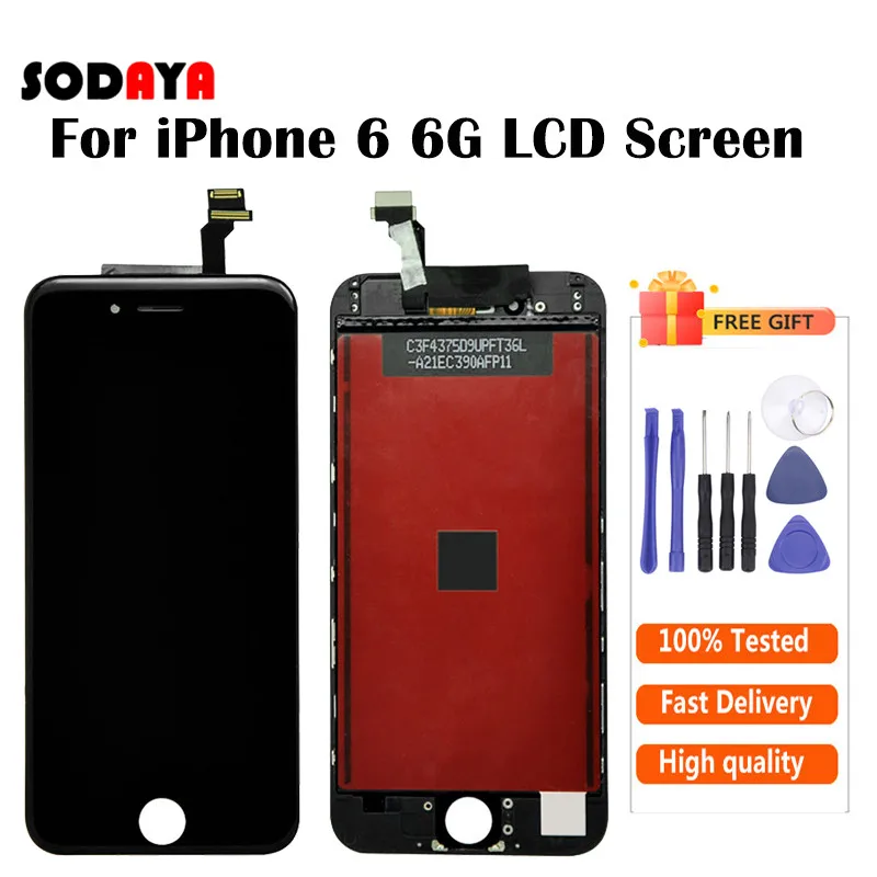 Полный ЖК-дисплей для iPhone 6 ЖК-экран с сенсорным дигитайзером в сборе черный белый