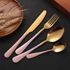 Steel Cutlery Set Gold Cutlery Set Stainless Steel Cutlery Western Dinnerware Set Kitchen Knives Spoon Pink Set Dropshipping ► Photo 3/6