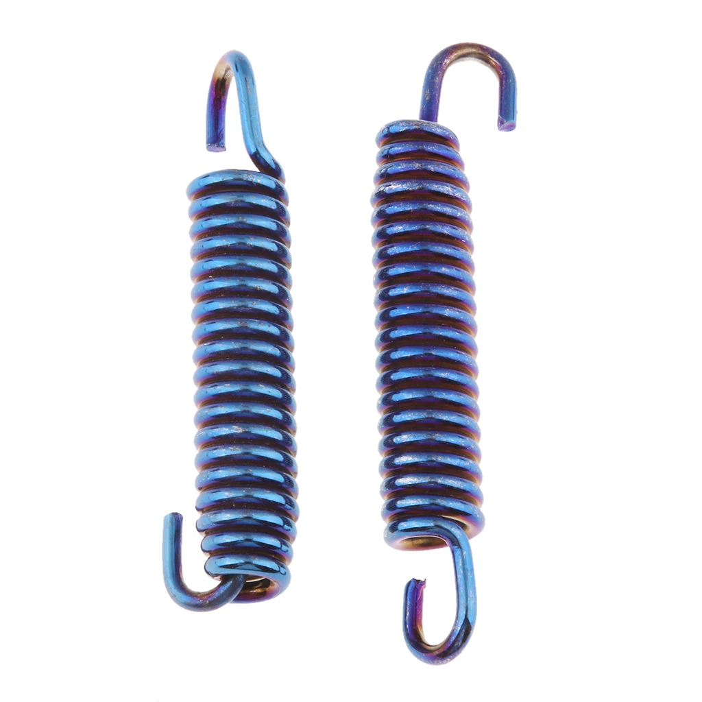 

2x 60mm Motorcycle Exhaust Pipe Muffler Spring with Dual Hooks - Blue