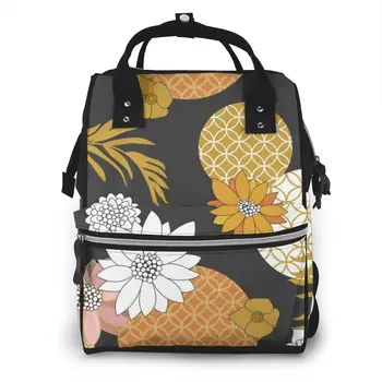 

Mummy Maternity Nappy Bag Japanese Golden Floral Pattern Large Capacity Nappy Bag Travel Backpack Nursing Bag for Baby Care
