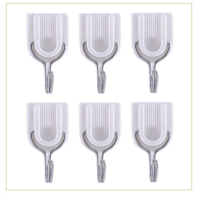 

6PCS White Family Wall Hanger Hats Bag Key Adhesive Plastic Powerful Hook MAX 1.5Kg For Colthers Sundries