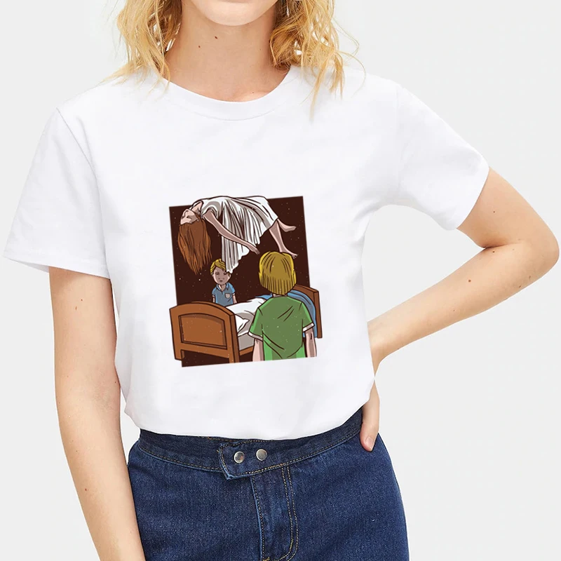 

Lychee Harajuku Crew Neck Loose Women T-shirts Top Tees Devil Print Summer Lady T Shirts Short Sleeve Women T Shirt