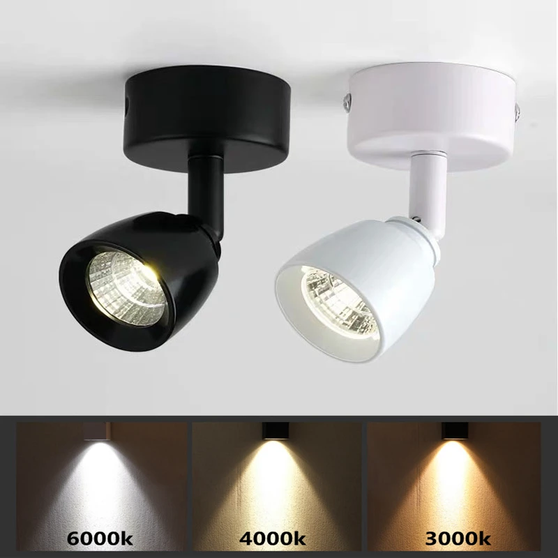 

LED surface mounted small spotlight 3w 5w black white ceiling light AC110V 220V 85-265V small wall light