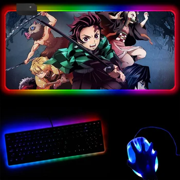 

Large Anime Demon Slayer Kimetsu No Yaiba RGB Mouse Pad Gamer Backlight XXL Computer Led Keyboard Gaming Mousepad Desk Mat