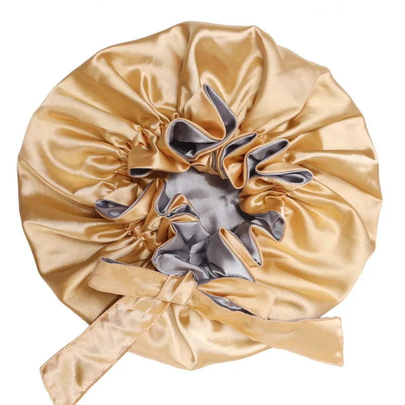 bonnet satin nuit long care women sleeping hat big sizeadjust hair styling silk head wrap shower cap 4