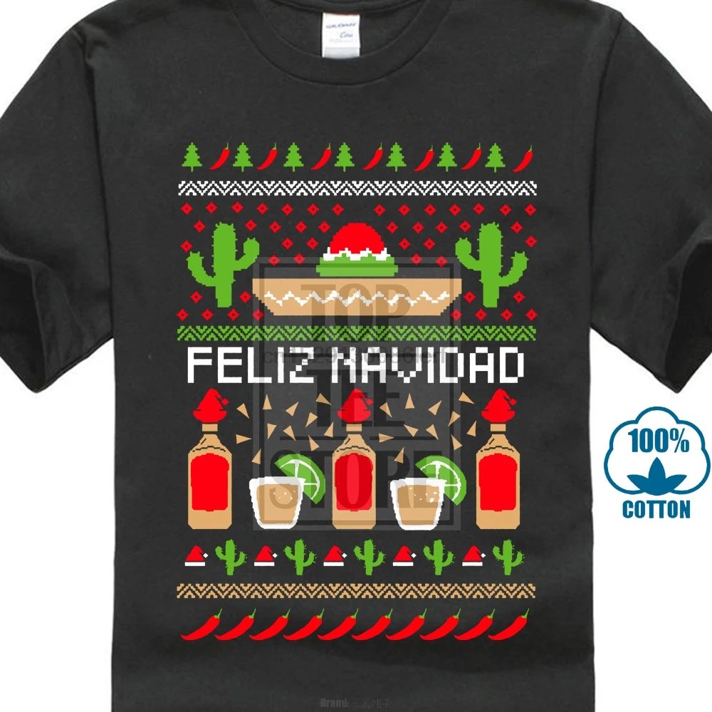Feliz Navidad Mexican Ugly Christmas Sweater Funny Xmas Long Sleeve T-Shirt