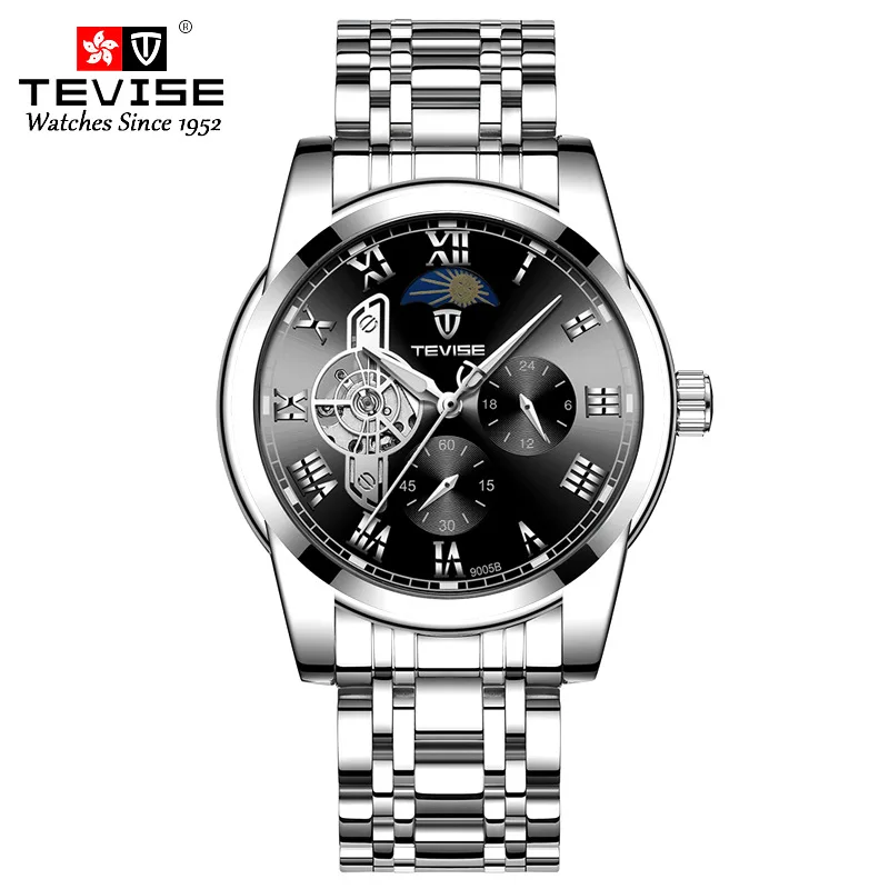 Man Watches 2019 Brand Luxury TEVISE 9005B Automatic Luminous Clock Men Tourbillon Waterproof Moon Phase Mechanical Watch Man (11)
