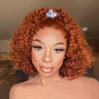 

Ginger Orange Wig Human Hair Deep Wave Lace Front Human Hair Wigs PrePlucked Virgin Colored Human Hair Wigs For Black Women Full
