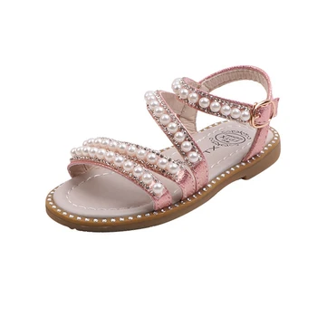 

2020 Fashion Summer Baby Girls Sandals Toddler Infant Kids Slip On Pearl Crystal Single Princess Shoes For Children Girls