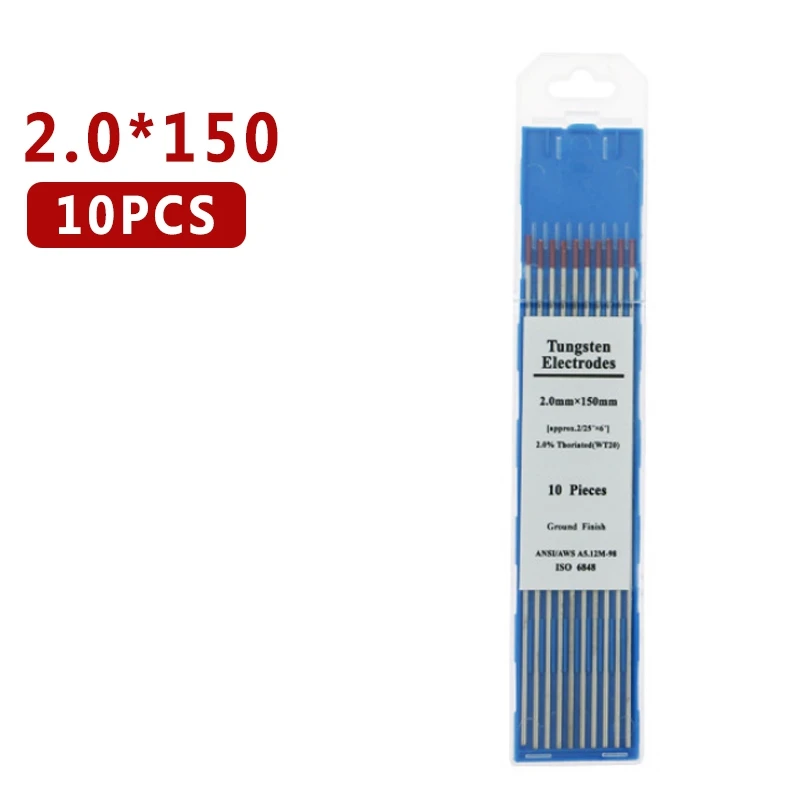 Принадлежности для сварки WT20 2,4 мм X 150 мм 3/3" X 6" 10 шт. Красный наконечник 2% торированный вольфрамовый электрод для аргонодуговой сварки сварочные наконечники 10 шт
