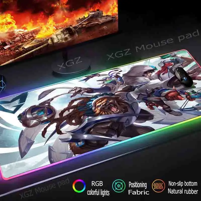 Mairuige Large RGB Mouse Pad Black Lock Edge Anime Warrior Animal Custom Student Computer Keyboard Desk Rubber Non-slip | Компьютеры и