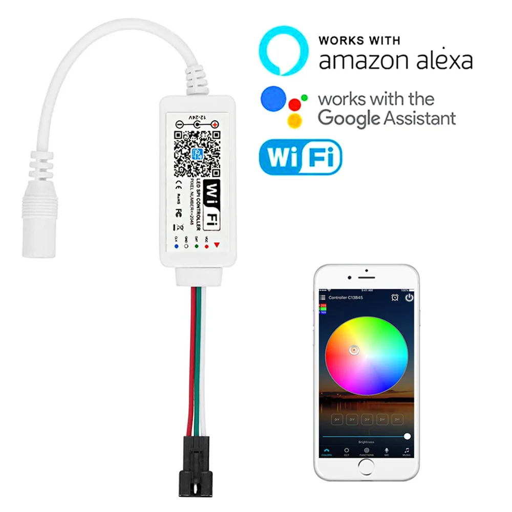 

DC12-24V Magic Home LED SPI Controller Addressable 2048 Pixel Mini WiFi Controller For WS2811 SK6812 WS2812B LED Strip
